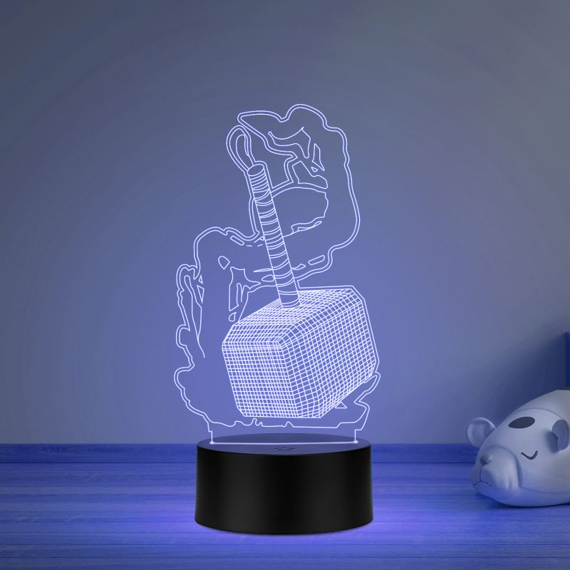 D Illusion thor259 Hammer Acrylic Table lamp Multicolored Light